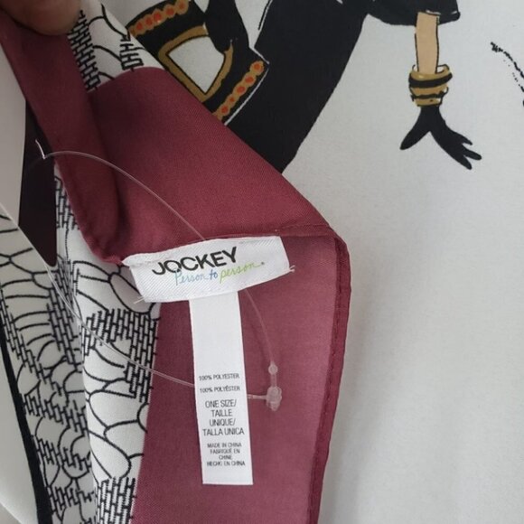 NWT 2008 Jockey Fashion Scarf White Burgundy Mauve Black - Picture 6 of 6